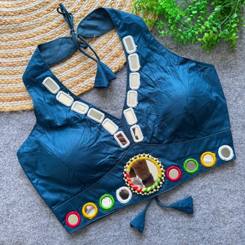 Tew Pure Cotton Real Mirror Work Navratri Blouses